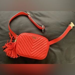 Red Victoria’s Secret Belt Bag Purse with Gold Embellishments